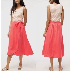 J Crew Coral Faux Wrap Midi Skirt Size Small NWT